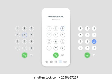 Phone Call Dial. Realistic Mobile Phone Screen With Number Pad Dial Buttons, User Interface Display. Vector Illustration