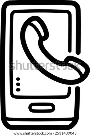 Phone call doodle vector icon and illustration