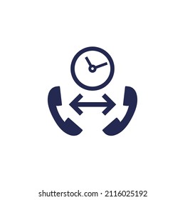 duración de llamada de teléfono, icono de hora