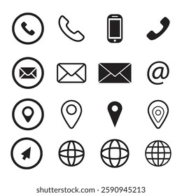 Phone, Call, Email, location, web icon vector