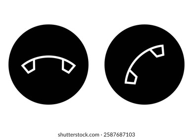 Phone call, end button icon, vector set. Accept and decline, phone call icon button. Answering and rejecting phone call icon button. vector illustration. 