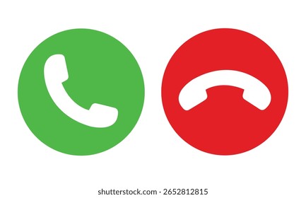 Llamada telefónica y el icono de Botón final aislado en fondo transparente. Contestar y rechazar el símbolo de llamada entrante. Ilustración vectorial