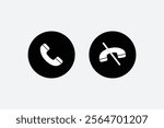 Phone call and end button whit and black icon, Phone call icon answer