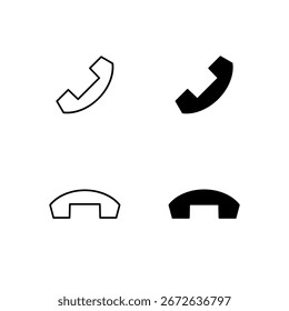 Teléfono y Colección de iconos de fin de llamada en línea y estilo sólido