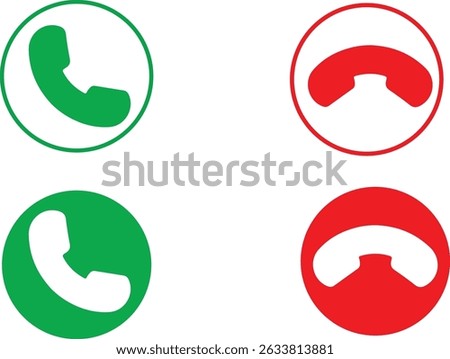 phone call and call end icon vector illustrator