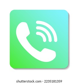 Phone call flat icon. White glyph on green gradient background. Best for print, business cards, mobile apps, social media and web design.