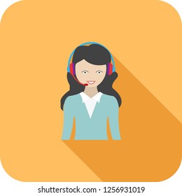 phone call flat multi color long shadow icon.