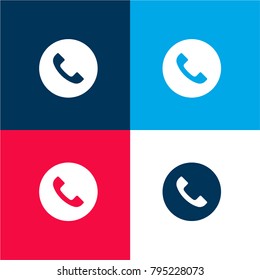 Phone call four color material and minimal icon logo set in red and blue