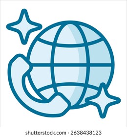 Phone Call Globe Icon Element For Design