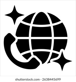 Phone Call Globe Icon Element For Design