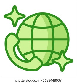 Phone Call Globe Icon Element For Design