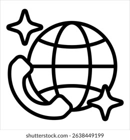 Phone Call Globe Icon Element For Design