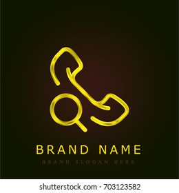 Phone call golden metallic logo