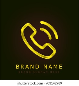 Phone call golden metallic logo