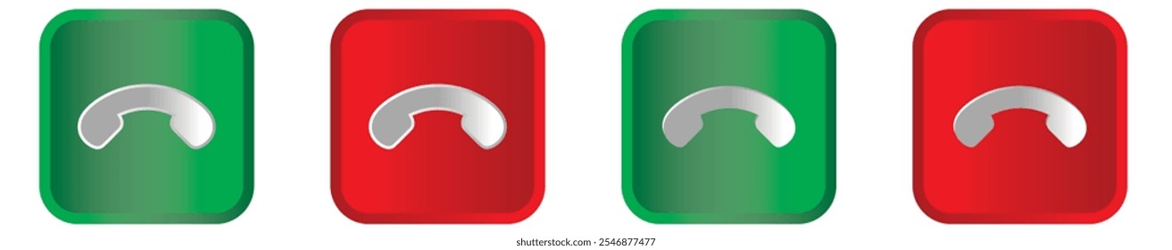 Phone call green and red buttons. accept and decline call icon for mobile app and ui. vector illustration.