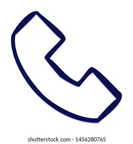 Phone Call. Hand Drawn Icon with Blue Ballpoint Pen Style.