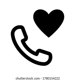Phone, call, heart icon. Simple line, outline of love icons, website or mobile application on white background