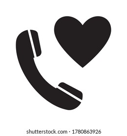 Phone, call, heart icon. Simple line, outline of love icons, website or mobile application on white background