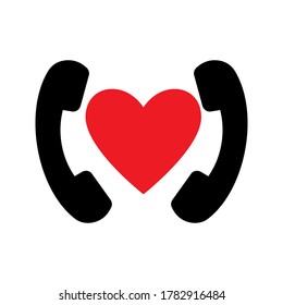 Phone, call, heart icon. Simple line, outline of love icons, website or mobile application on white background