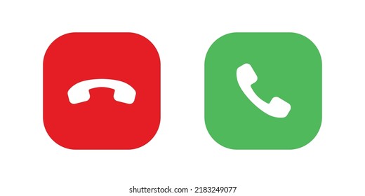 Phone Call Icon. Accept Calling And Decline Isolated On Square Button