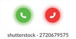 Phone call icon accept and decline. Icons depict the option to accept or decline phone call with red and green buttons. Phone icon. Answer and hang up the phone icon. Accept and decline incoming call 