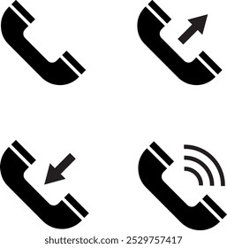 Phone call icon accept and decline icons. black and white buttons with accept and decline symbols. Phone call. Telephone sign.  style, UI UX design, Vector illustration