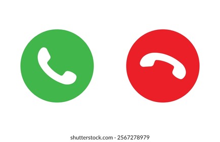 Phone call icon accept and decline isolated on transparent background. Phone call and end button icon. Vector