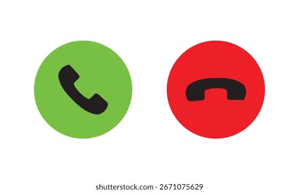 Icono de llamada telefónica aceptar y rechazar aislado sobre fondo blanco.