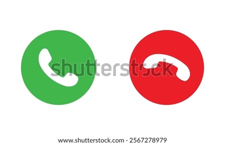 Phone call icon accept and decline isolated on transparent background. Phone call and end button icon. Vector