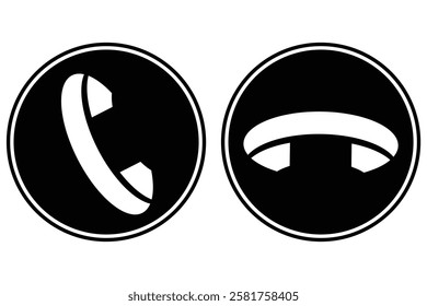 Phone call icon. Accept and reject Phone call buttons, Green, red buttons vector, icon set. Symbol of incoming and outgoing buttons. Calling Phone Answer Decline Button set,  vector design eps 888