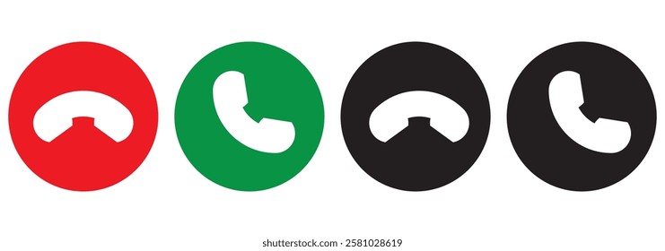 Phone call icon answer, accept and decline call icons with green and red buttons , Contact us telephone sign - communication icons.