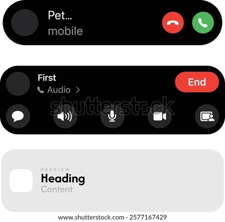 Phone call icon answer, accept and decline call icons with green and red buttons.