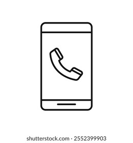 Phone call icon black and white vector outline sign