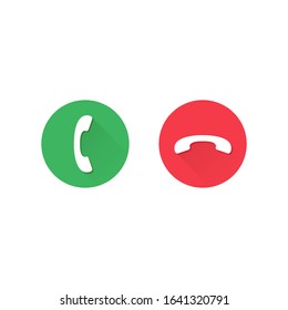 Phone Call icon button, answer or reject call sign. Vector isolated flat design illustration.