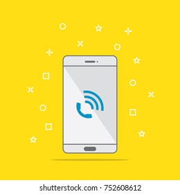 Phone call icon button on smartphone screen vector illustration