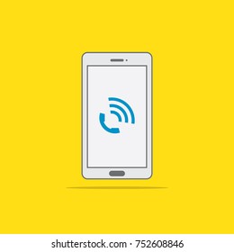 Phone call icon button on smartphone screen vector illustration