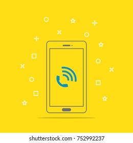 Phone call icon button on smartphone screen vector illustration