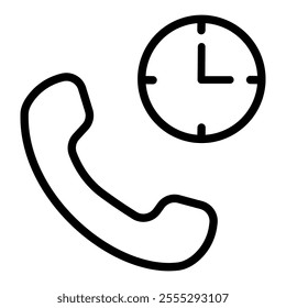 Phone call icon at a certain time. Vector illustration.