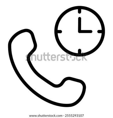Phone call icon at a certain time. Vector illustration.