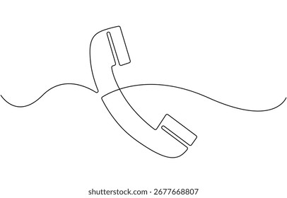 Phone call icon continuous one line drawing.