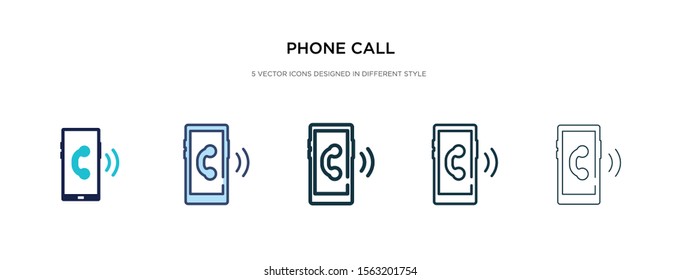 phone call icon in different style vector illustration. two colored and black phone call vector icons designed in filled, outline, line and stroke style can be used for web, mobile, ui