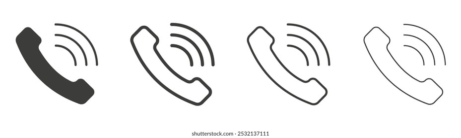 Phone call icon in fill and three stroke sizes