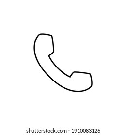 Telefon-Telefonsymbol in schwarzer Linie, einzeln auf Weiß 