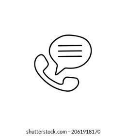 Icono de llamada telefónica en estilo de línea negra plana, aislado en fondo blanco 