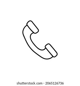 Phone call icon in flat black line style, isolated on white 