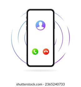 Phone call icon. Flat, color, phone call, receive a call, phone screen. Vector icon