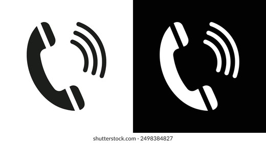 Conjunto de símbolos de línea plana de icono de llamada telefónica.