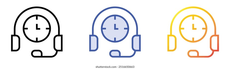 phone call icon. Linear, Blue Fill and Gradient Style Design Isolated On White Background