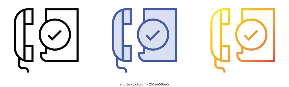Telefonanrufsymbol. Lineares, blaues Füllungs- und Farbverlauf-Design einzeln auf weißem Hintergrund