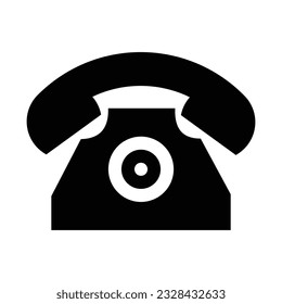 Phone Call Icon, Old Telephone Icon, Calling Phone, Technology Device, Contact Information, Communication Symbol, Support, Chat, Trendy Black Sign Isolated On White Background Vector Illustration